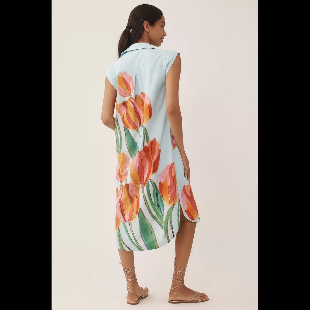 Anthropologie The Lillian Button-Front Midi Dress by Maeve - Picture 3 of 16